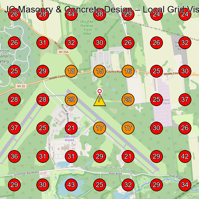 JC Masonry & Concrete Design GeoGrid visibility map for Masonry Contractor in None
